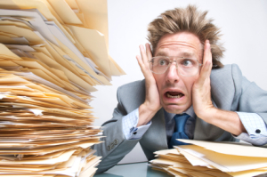 Businessman - Crazy with Stack of files