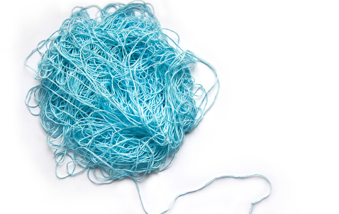 Tangled ball of yarn. Concept of brainstorming.